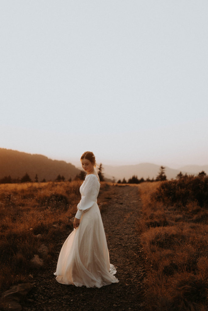 Sunset Photos Roan Mountain elopement on the Blue ridge parkway in Asheville North Carolina