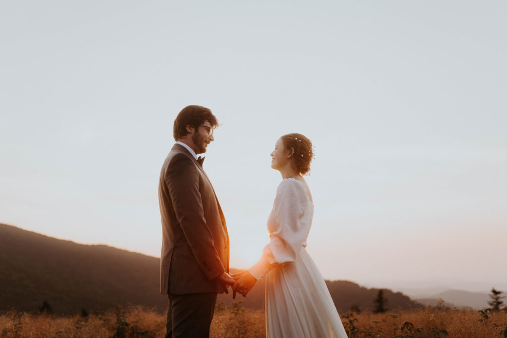 first look first touch ideas Roan Mountain elopement on the Blue ridge parkway in Asheville North Carolina