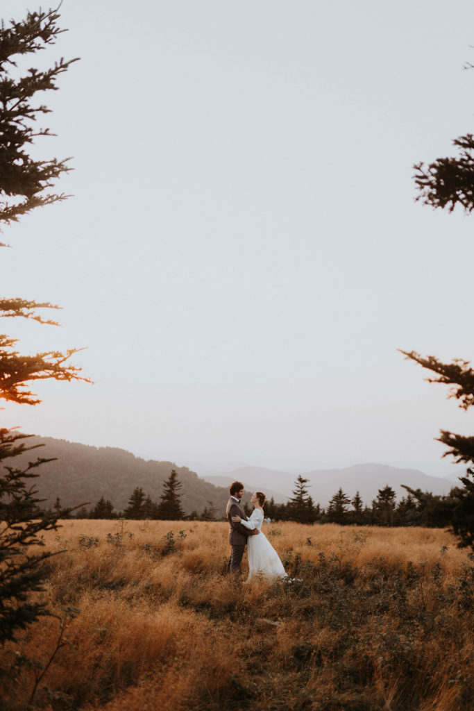 couple photos wedding ideas Roan Mountain elopement on the Blue ridge parkway in Asheville North Carolina