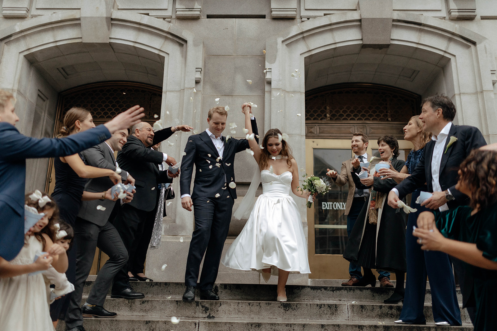 On the steps of the Fulton County Courthouse after the wedding