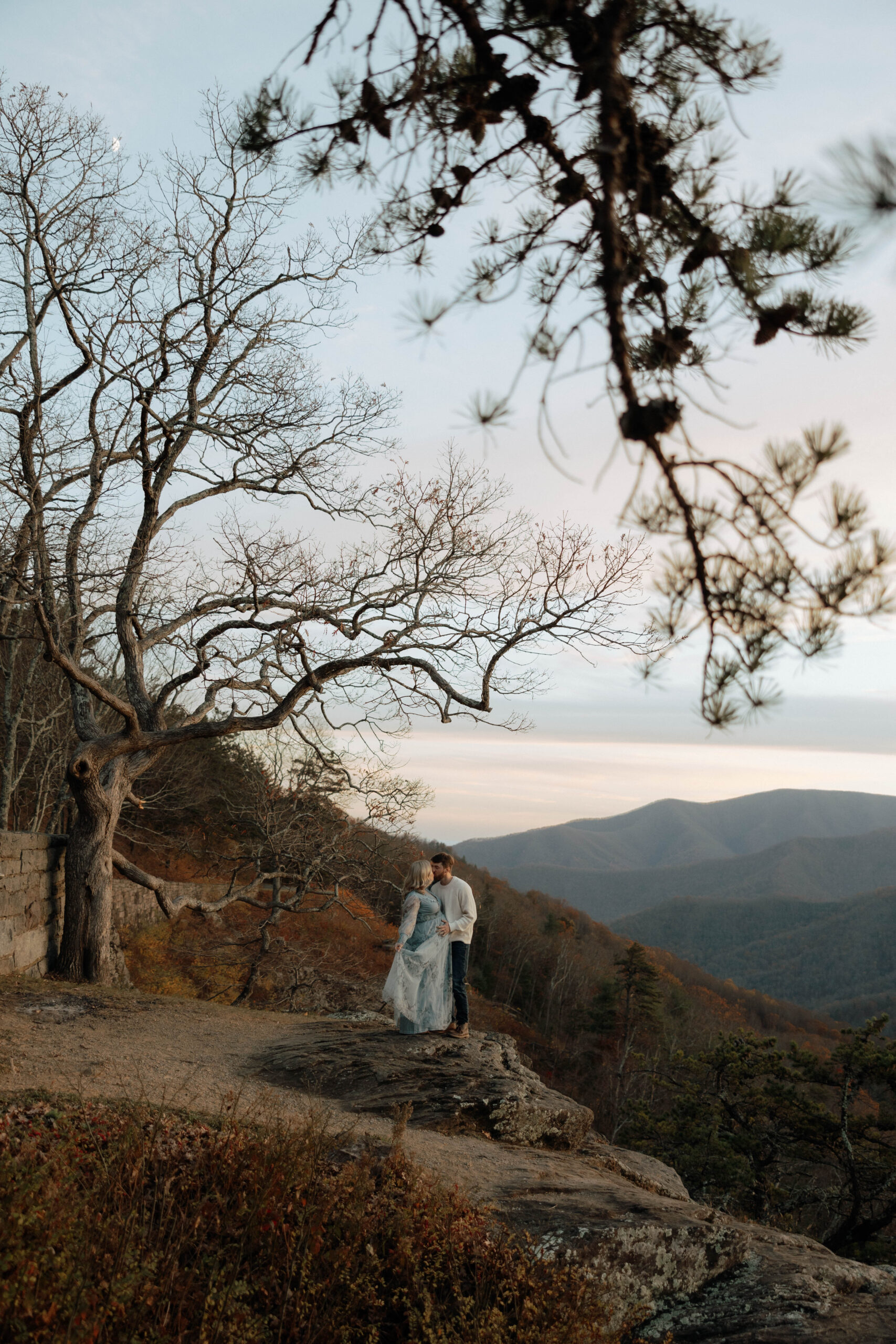 maternity photos at an overlook at the blue ridge parkway in roanoke virginia